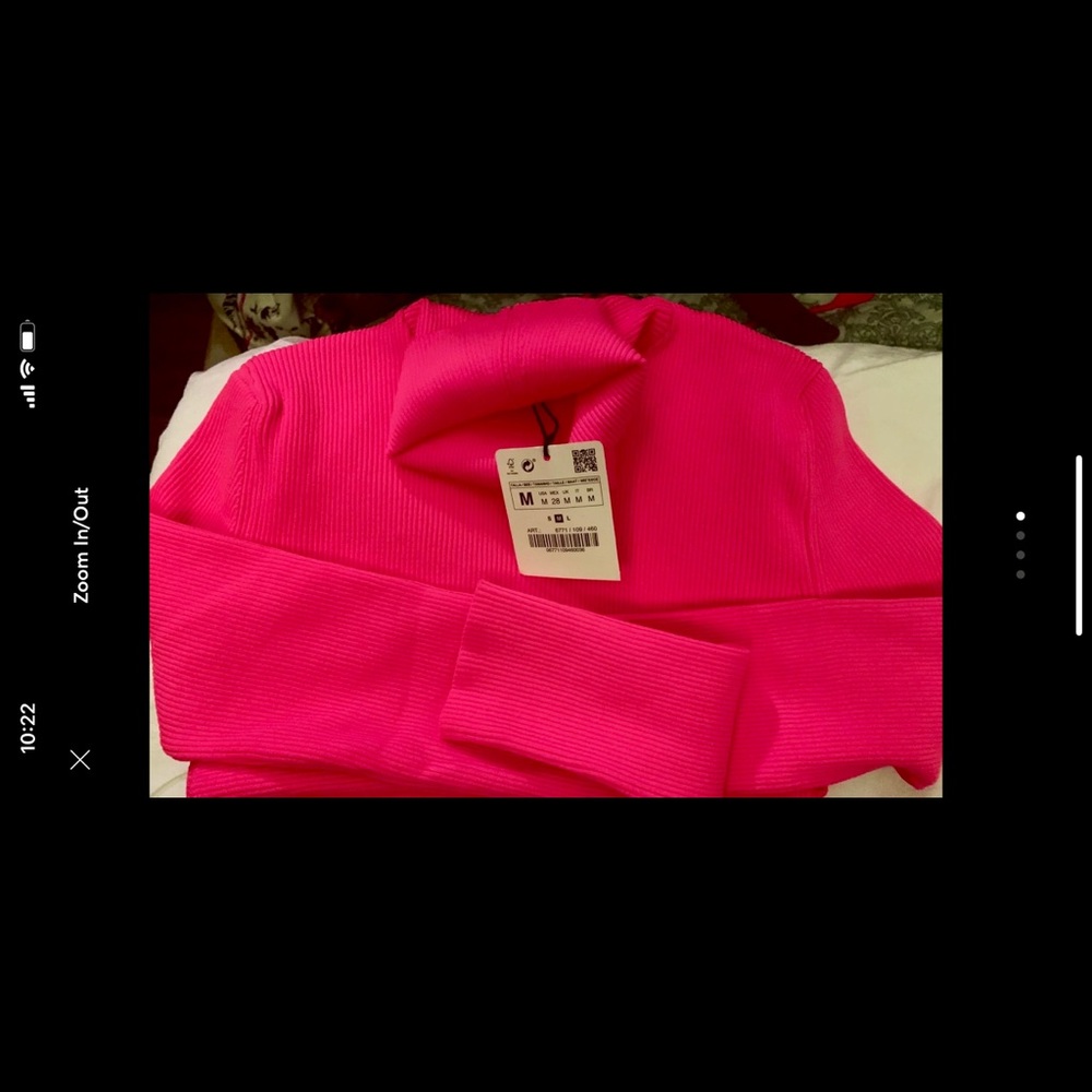 SOLDOUT Zara Neon Pink Ribbed Turtleneck - Picture 3 of 3